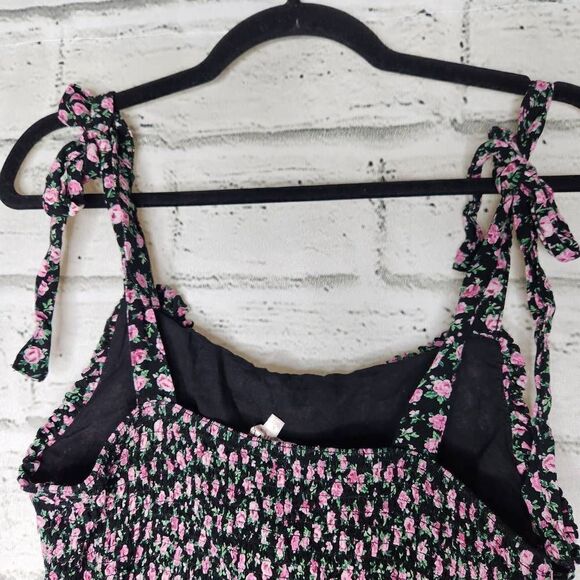 Lottie Moss Floral Ruffle Hem Adjustable Strap Smocked Tank Top Cropped Large - Picture 8 of 13